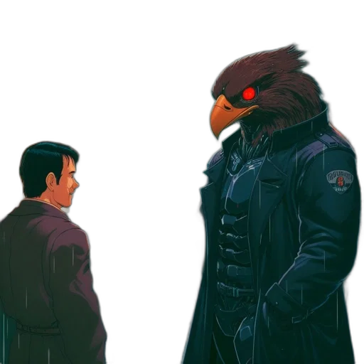 jacket, mask, creature, concept art, comic book art, pixel art, cyberpunk, outer space transparent PNG cut-out