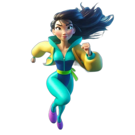 dress, staff, concept art, 3d render, fantasy art, cartoon, underwater, neon transparent PNG cut-out