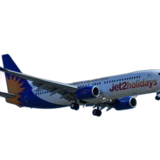 3d render, jet2, holidays, airplane, flying, through, clear, blue transparent PNG cut-out