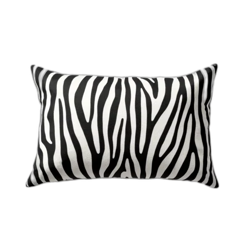 furniture, monochrome, white, pillow, zebra, pattern, displayed, against transparent PNG cut-out