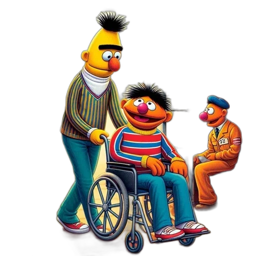 furniture, concept art, pixel art, cartoon, 3d render, bert, pushes, ernie transparent PNG cut-out