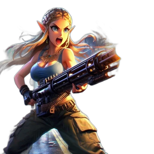 weapon, concept art, fantasy art, 3d render, pixel art, animated, figure, elf-like transparent PNG cut-out