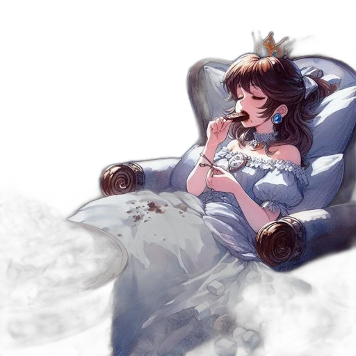 dress, crown, concept art, fantasy art, anime, watercolor, fog, outer space transparent PNG cut-out