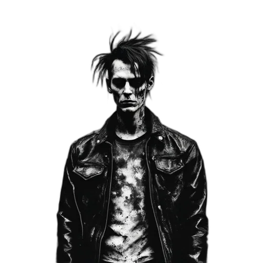 jacket, face, mask, creature, comic book art, concept art, cyberpunk, cartoon transparent PNG cut-out