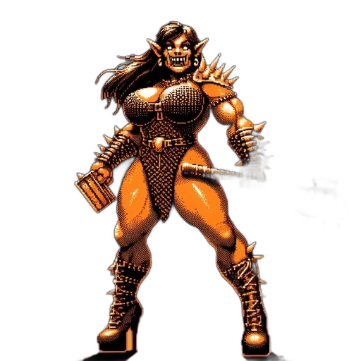 comic book art, concept art, fantasy art, pixel art, pixelated, artwork, depicts, muscular transparent PNG cut-out