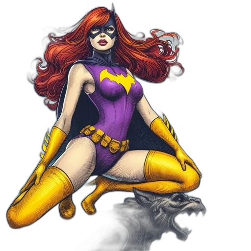 comic book art, concept art, fantasy art, female, superhero, pointed, ears, bat transparent PNG cut-out