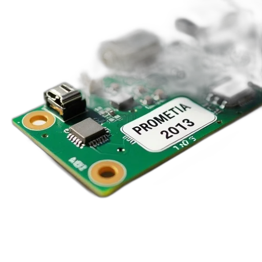 close-up, image, circuit, board, sticker, reads, prometia, 2013 transparent PNG cut-out
