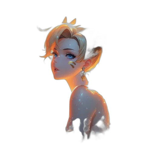 crown, robot, creature, staff, concept art, fantasy art, 3d render, watercolor transparent PNG cut-out