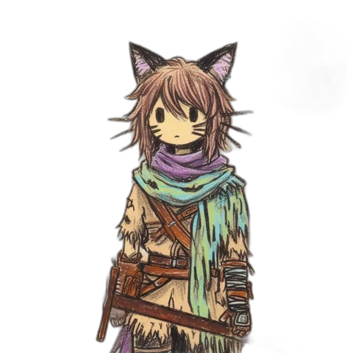 staff, mask, animal, jacket, fantasy art, concept art, pixel art, watercolor transparent PNG cut-out
