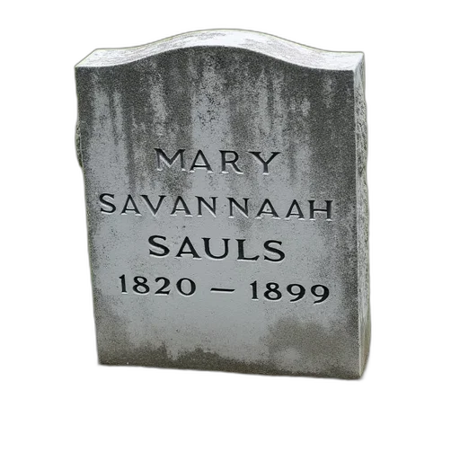 fog, weathered, stone, headstone, name, mary, savannah, sauls transparent PNG cut-out