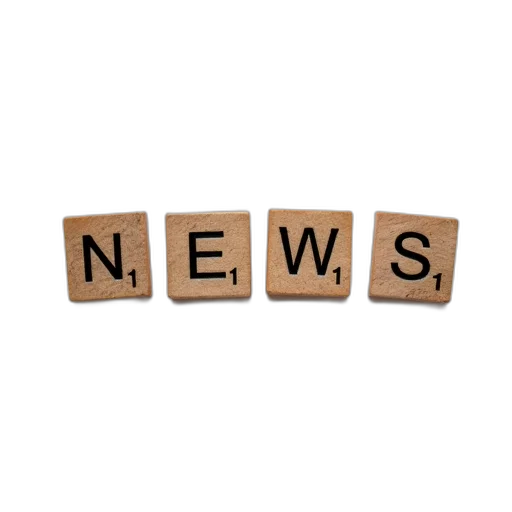 set, wooden, letter, tiles, spelling, out, news, arranged transparent PNG cut-out