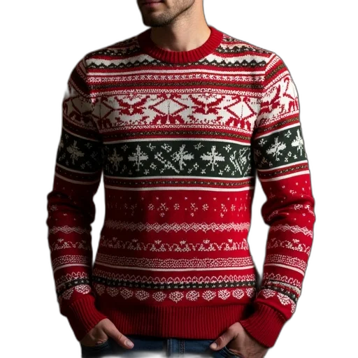 christmas, ugly, sweater, slim, fit, shirt transparent PNG cut-out