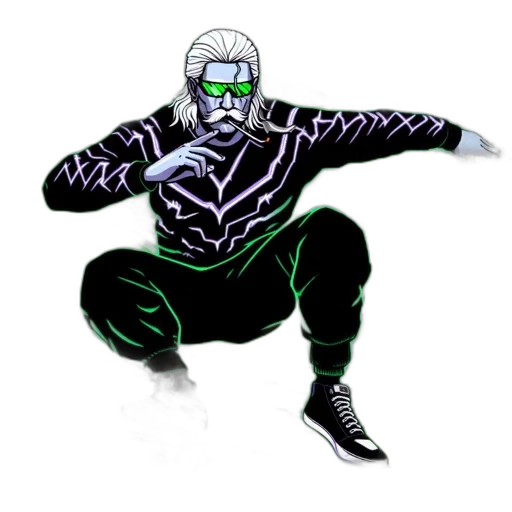 mask, robot, jacket, creature, concept art, comic book art, cyberpunk, pixel art transparent PNG cut-out