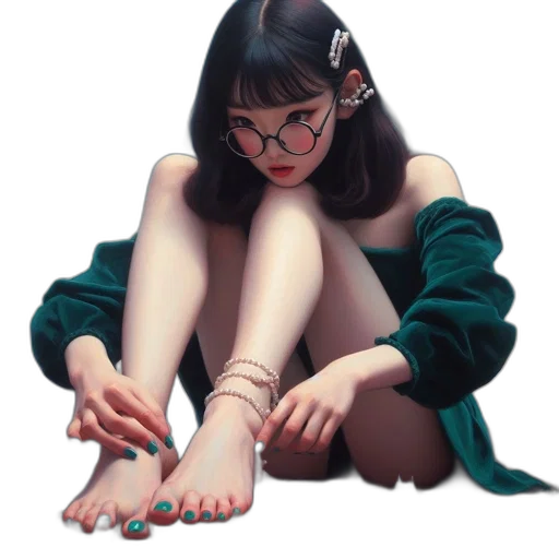 jewelry, shoes, dress, photorealistic, oil painting, fantasy art, concept art, green transparent PNG cut-out