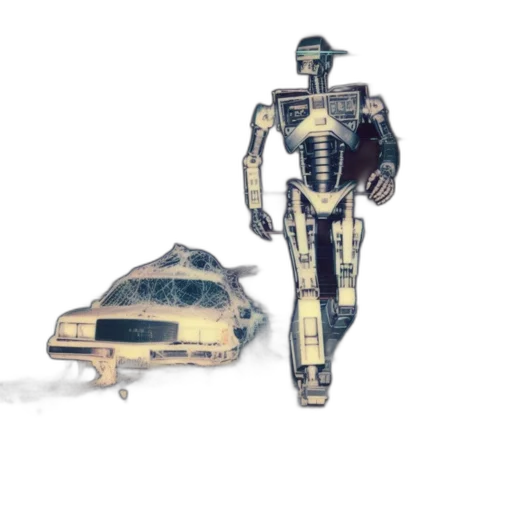 robot, weapon, concept art, pixel art, cyberpunk, watercolor, outer space, fog transparent PNG cut-out