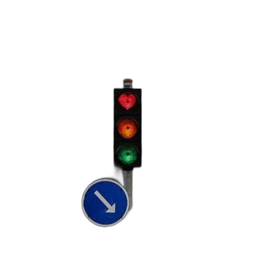 traffic, light, heart-shaped, red, stands, road, blue, arrow transparent PNG cut-out