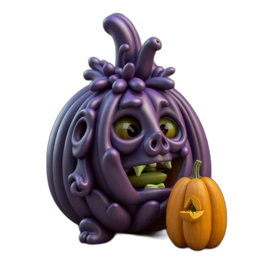 creature, crown, mask, animal, 3d render, concept art, animated, pumpkin transparent PNG cut-out