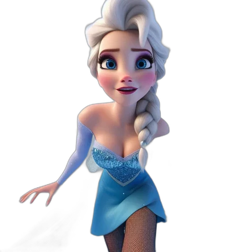 dress, 3d render, concept art, cartoon, fantasy art, snow, blue, elegant transparent PNG cut-out