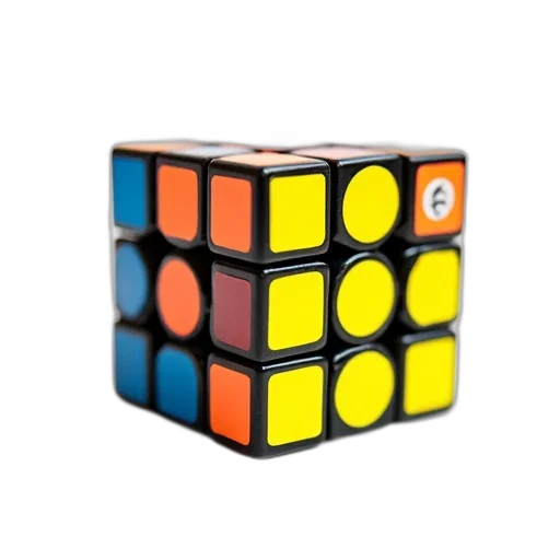 robot, 3d render, colorful, rubik, cube, white, sticker, top transparent PNG cut-out