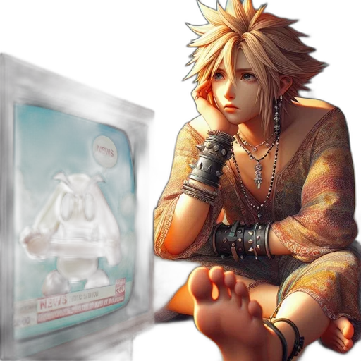 concept art, photorealistic, 3d render, pixel art, young, man, spiky, blonde transparent PNG cut-out