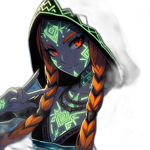 mask, fantasy art, concept art, pixel art, anime, neon lights, fire, green transparent PNG cut-out