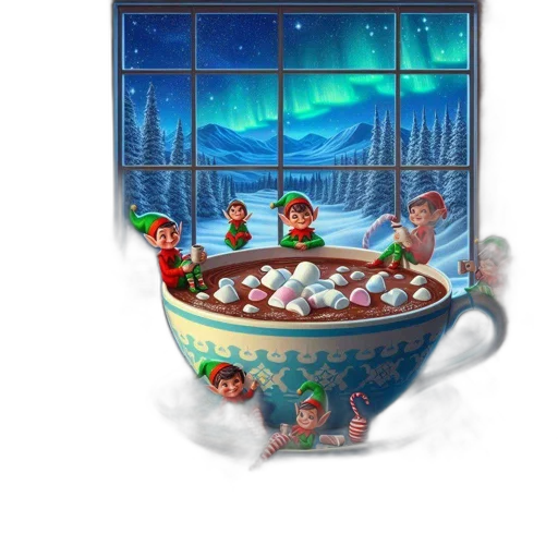 concept art, fantasy art, pixel art, 3d render, snow, underwater, indoor, festive transparent PNG cut-out