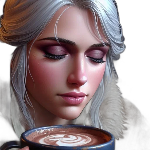 face, fantasy art, photorealistic, concept art, oil painting, snow, dark, blue transparent PNG cut-out