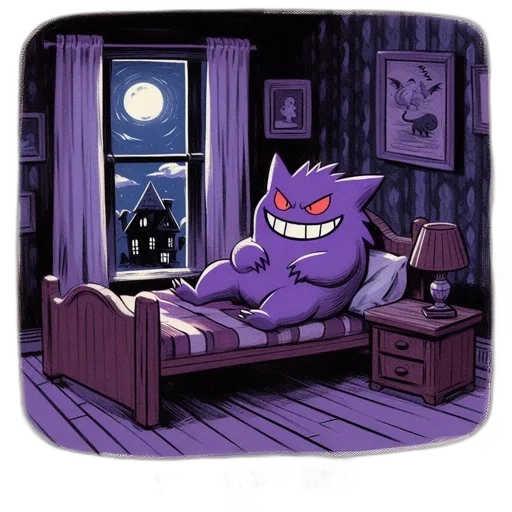 creature, furniture, concept art, pixel art, comic book art, fantasy art, night, dark transparent PNG cut-out