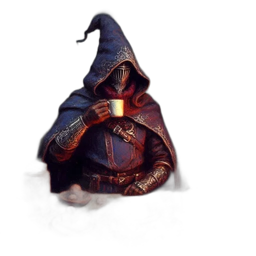 mask, staff, hat, creature, concept art, fantasy art, 3d render, photorealistic transparent PNG cut-out