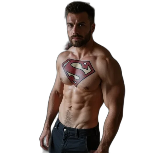animal, photorealistic, comic book art, 3d render, concept art, man, muscular, build transparent PNG cut-out