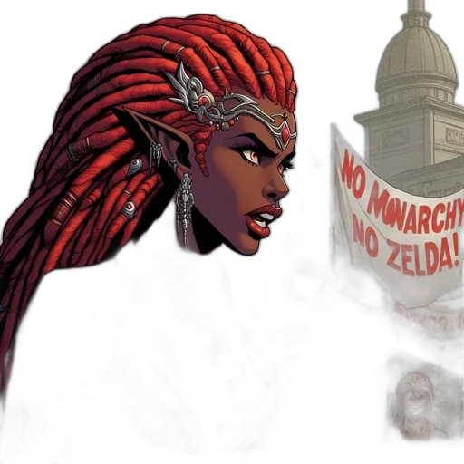concept art, comic book art, fantasy art, red, woman, dreadlocks, silver, accessories transparent PNG cut-out