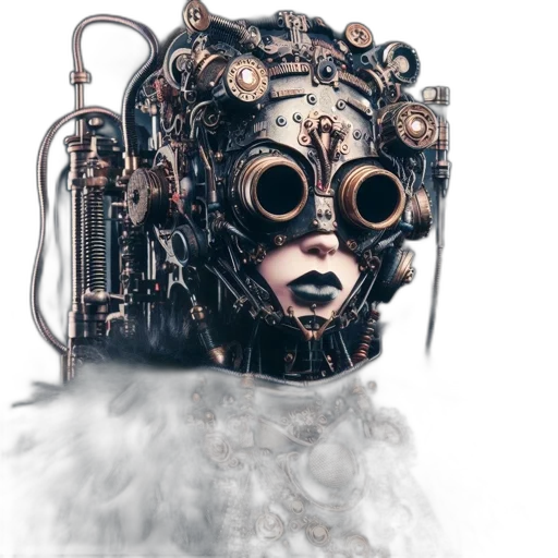 robot, mask, face, crown, cyberpunk, concept art, 3d render, fantasy art transparent PNG cut-out