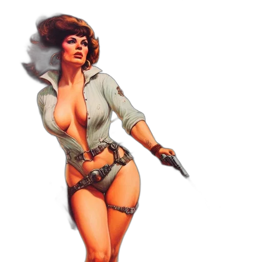 weapon, comic book art, concept art, pixel art, fantasy art, poster, features, lady transparent PNG cut-out