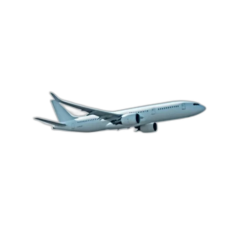 3d render, photorealistic, white, airplane, flying, sky transparent PNG cut-out