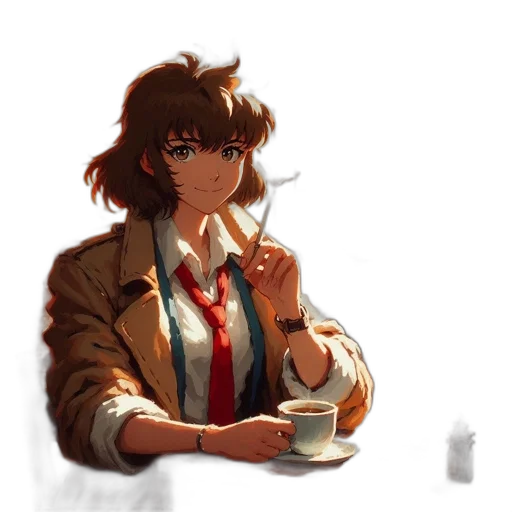 jacket, food, staff, face, anime, pixel art, concept art, oil painting transparent PNG cut-out