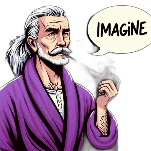 comic book art, anime, concept art, vaporwave, old, man, white, beard transparent PNG cut-out