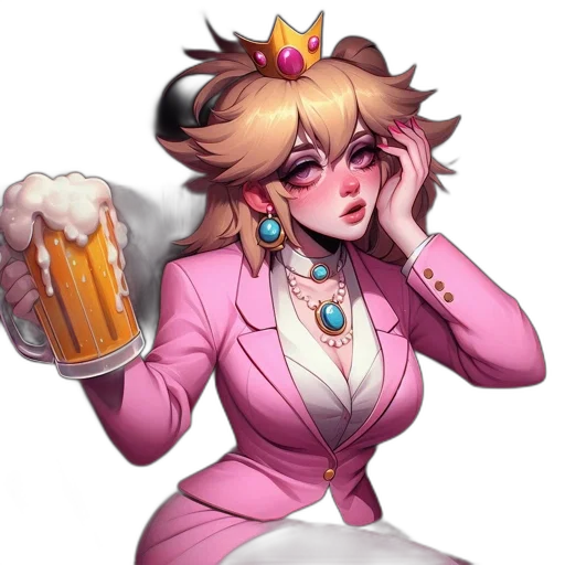 crown, staff, dress, pixel art, concept art, vaporwave, anime, animated transparent PNG cut-out