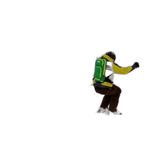 jacket, staff, robot, pixel art, concept art, skier, yellow, green transparent PNG cut-out
