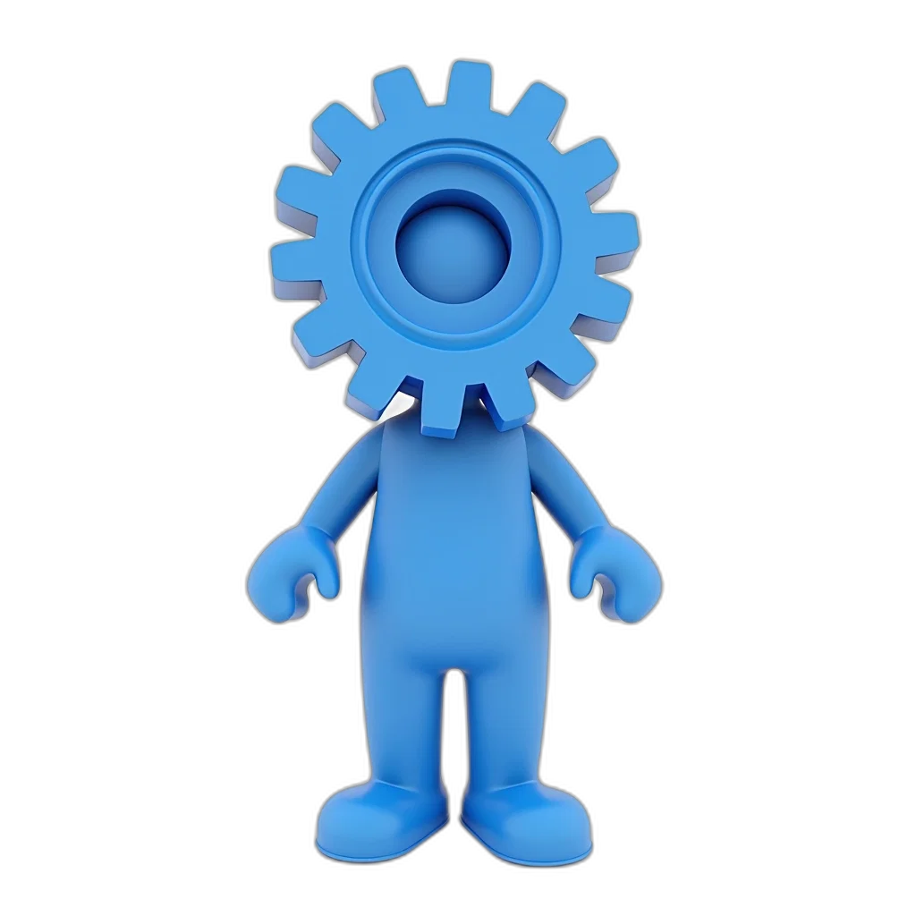 robot, staff, 3d render, concept art, blue, humanoid, figure, large transparent PNG cut-out