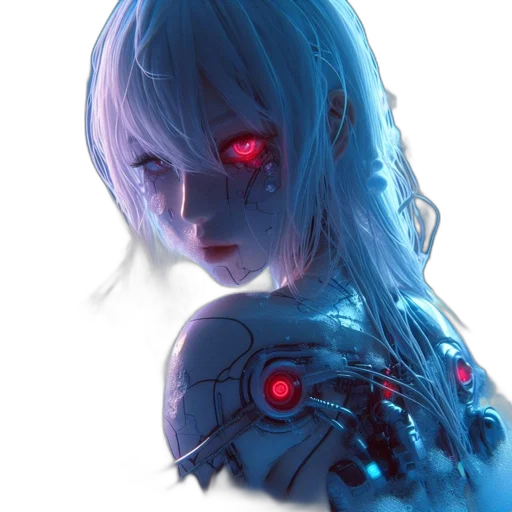 robot, face, mask, creature, cyberpunk, concept art, 3d render, anime transparent PNG cut-out