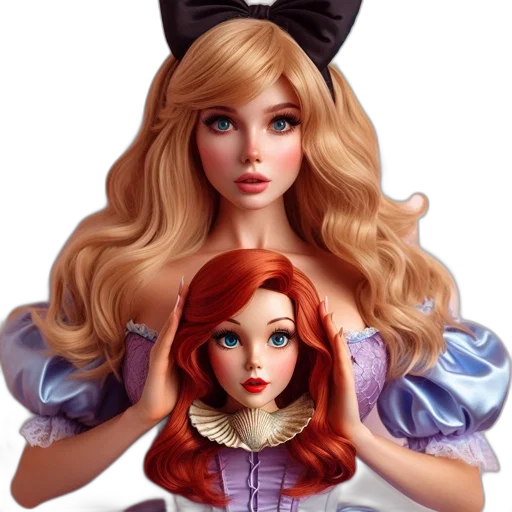 dress, crown, hair, face, 3d render, fantasy art, photorealistic, concept art transparent PNG cut-out