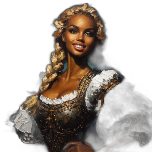 dress, fantasy art, photorealistic, oil painting, concept art, portrait, woman, golden transparent PNG cut-out