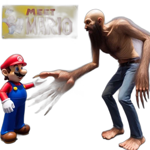 creature, concept art, 3d render, pixel art, mario, statue, life-size, figure transparent PNG cut-out