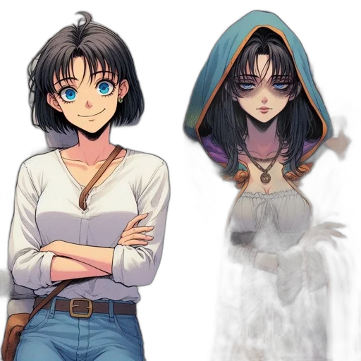 anime, concept art, fantasy art, comic book art, blue, dark, pastel, colorful transparent PNG cut-out