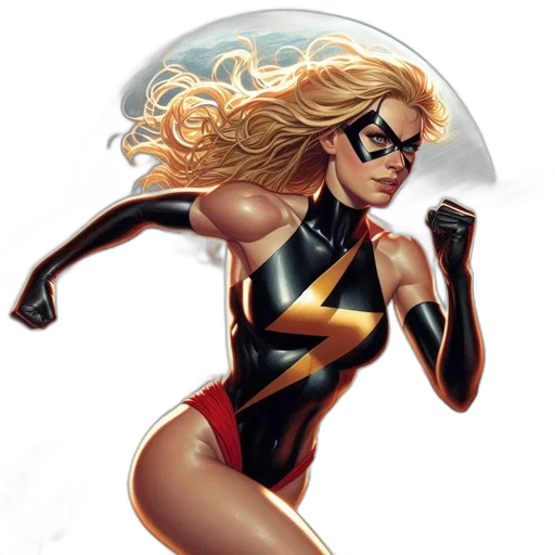comic book art, concept art, fantasy art, cartoon, superhuman, woman, black, costume transparent PNG cut-out