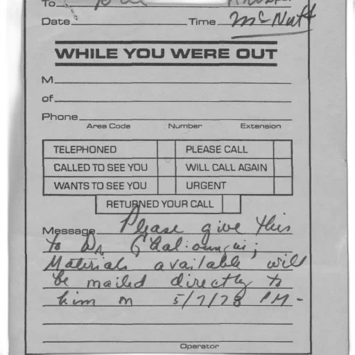 staff, note, 1970s, handwritten, text, including, message, give transparent PNG cut-out