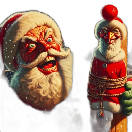 concept art, 3d render, photorealistic, fantasy art, intense, scene, santa, claus transparent PNG cut-out