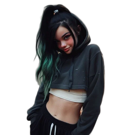 jacket, creature, hat, hair, cyberpunk, photorealistic, pixel art, anime transparent PNG cut-out