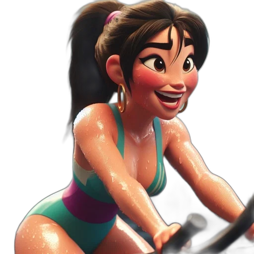 cartoon, concept art, 3d render, photorealistic, animated, woman, athletic, gear transparent PNG cut-out