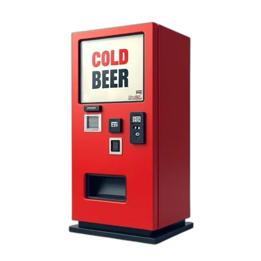 3d render, red, vending, machine, black, base, clear, glass transparent PNG cut-out